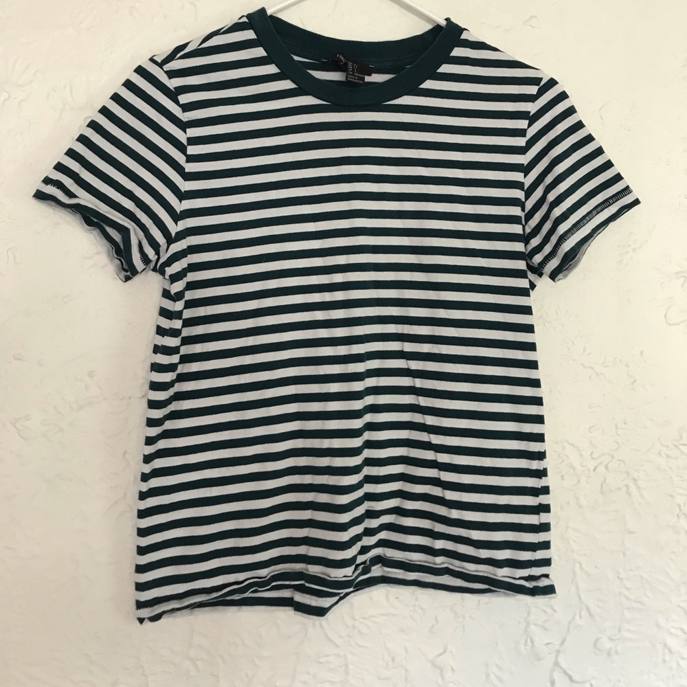 Forever 21 Green Striped Tee